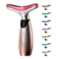 Pedete Facial Massager, 7 Colors Red Light Therapy for Face and Neck, Face Lift Device with 113°F Heating Vibration for Multi Skin Care(Silver)