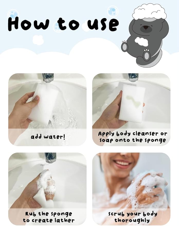 KULOSORY Disposable Bath Sponge White 24Pack / Easy to Carry Anytime, Anywhere/Travel, Camping, Clean Shower Supplies