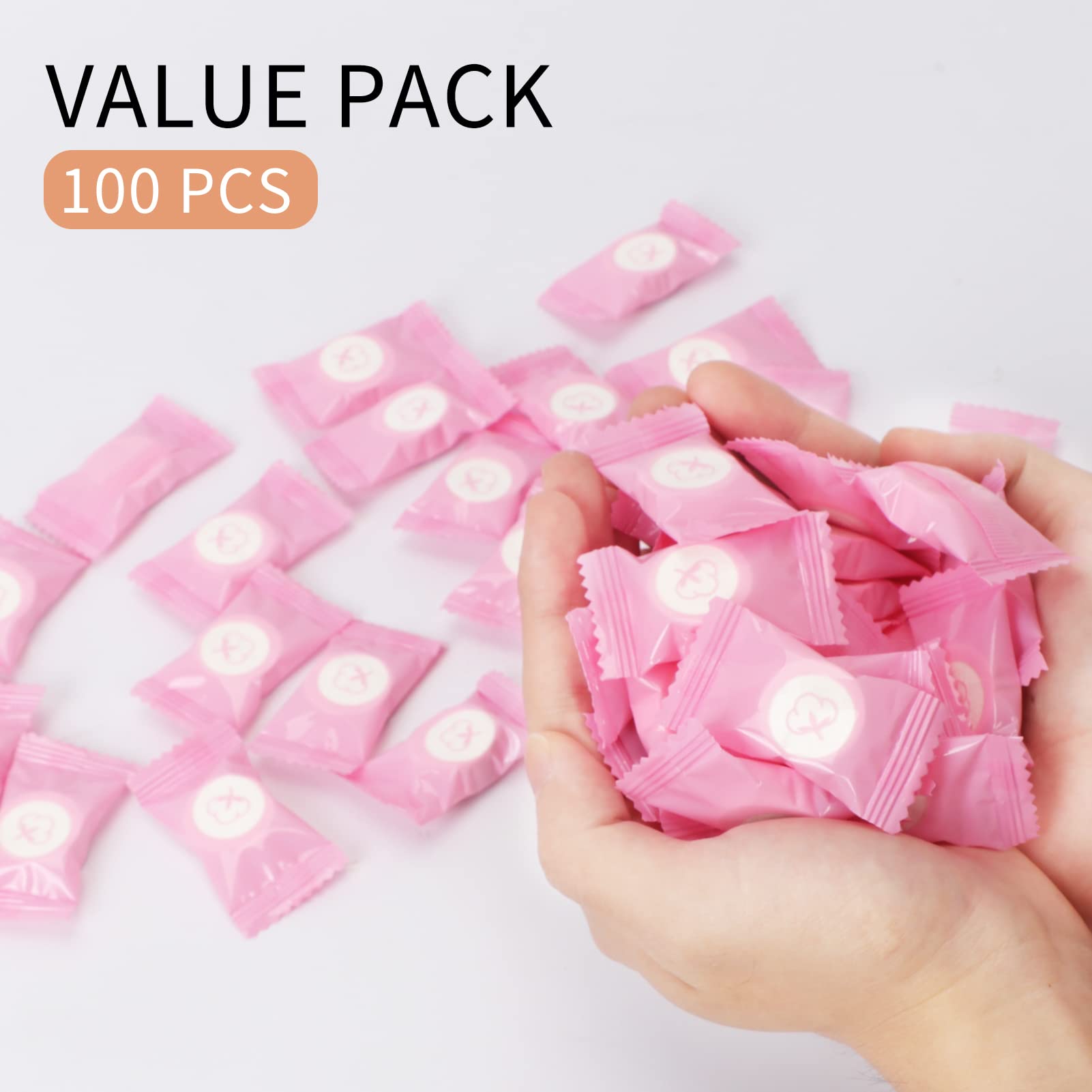 Classycoo Compressed Towel 100 PCS Mini Tablets Disposable Portable Face Towel Cotton Coin Tissue Eco-Friendly for Travel, Camping, Hiking, Sport, Beauty, Home Hand Cloths, Outdoor Activities Pink