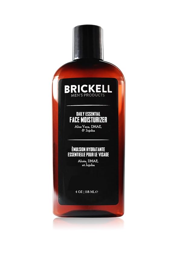 Brickell Men's Daily Essential Face Moisturizer for Men, Fast-Absorbing Face Lotion with Niacinamide, Green Tea, and Hyaluronic Acid, 4 Ounce, Unscented
