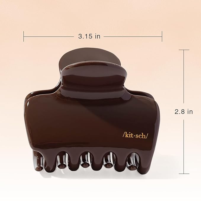Kitsch Plastic Puffy Claw Clip for Women - 3.15 Inches Claw Clips for Full or Half Ponytail, Secure Hold for Thick Hair, Stylish Hair Accessories - Chocolate, 1pc