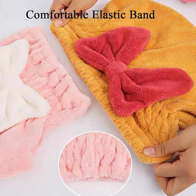 Jenmex Microfiber Hair Towel Wrap for Women, 2Pcs Hair Towel Cap.Soft Absorbent Turban Hair Towel for Long and Wet Hair (Orange & Pink)