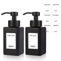 PLOUTA HOME Black Foaming Hand Soap Dispenser 2 Pack,12oz/350ml Glass Foaming Soap Dispenser Set with Stainless Steel Pump, Square Refillable Foam Pump Bottles for Bathroom&Kitchen,Includes 6 Labels