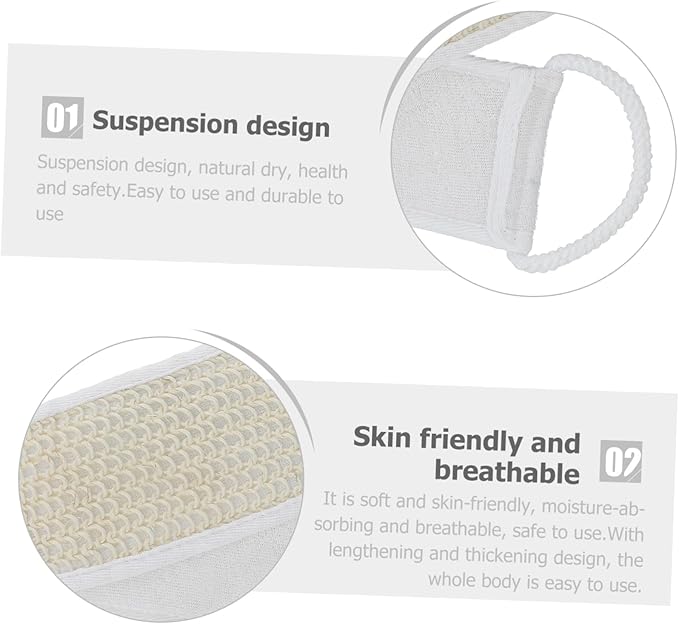 SAFIGLE 2pcs Back Scrubber Bath Accessory Exfoliating Body Scrubber for Deep Cleansing and Skin Care Strap Design Suitable for Men and Women