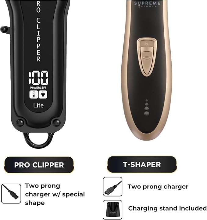 Supreme Trimmer 2-in-1 Pro Clipper Lite & T-Shaper Combo | Professional ST5210 Beard Trimmer STC5000 Hair Clipper Barber Kit | Gold