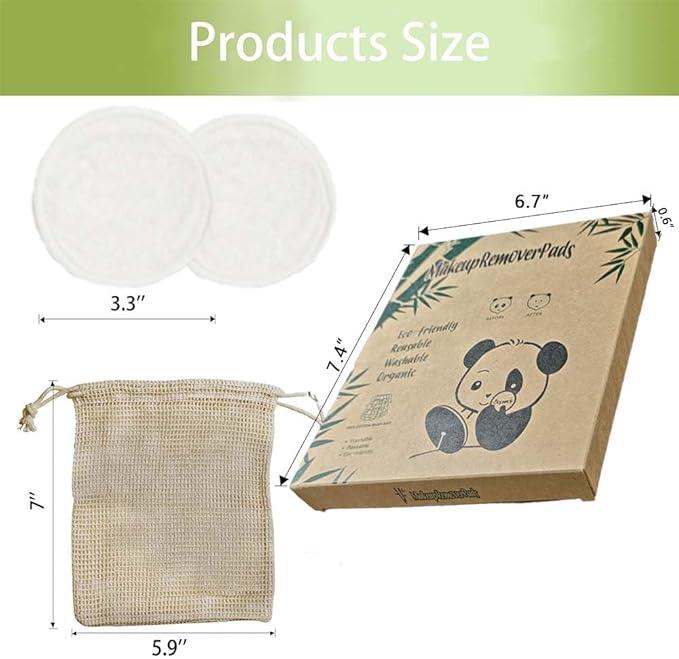 Sopurrrdy 28 Pack Reusable Makeup Remover Face Pads with Laundry Bag Washable Soft and Comfortable Cleaning Face Skin,Washable Bamboo Cotton Rounds White