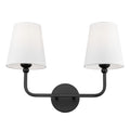 METWET 2-Light Matte Black Bathroom Vanity Light, White Fabric Shades