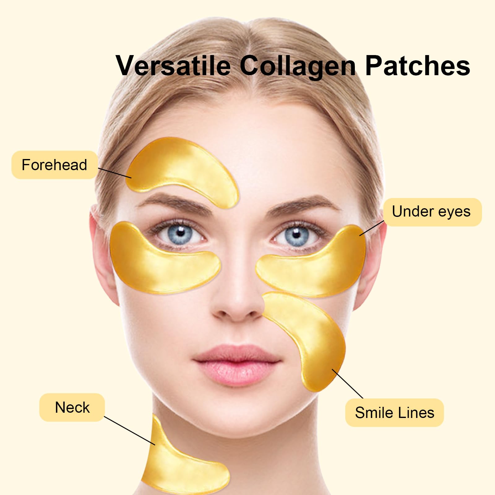 Permotary 30 Pairs Crystal Collagen Under Eye Mask, Gold Gel Collagen Eye Pad For Moisturizing, Reducing Dark Circles & Puffy Eyes (Gold)