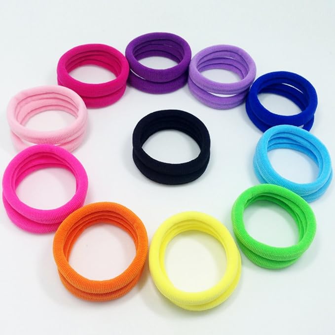 J-MEE Seamless Hair Bands, 100PCS Hair Ties Ponytail Holders Headband Scrunchies for Thick Hair No Crease Damage (Mix Colors)
