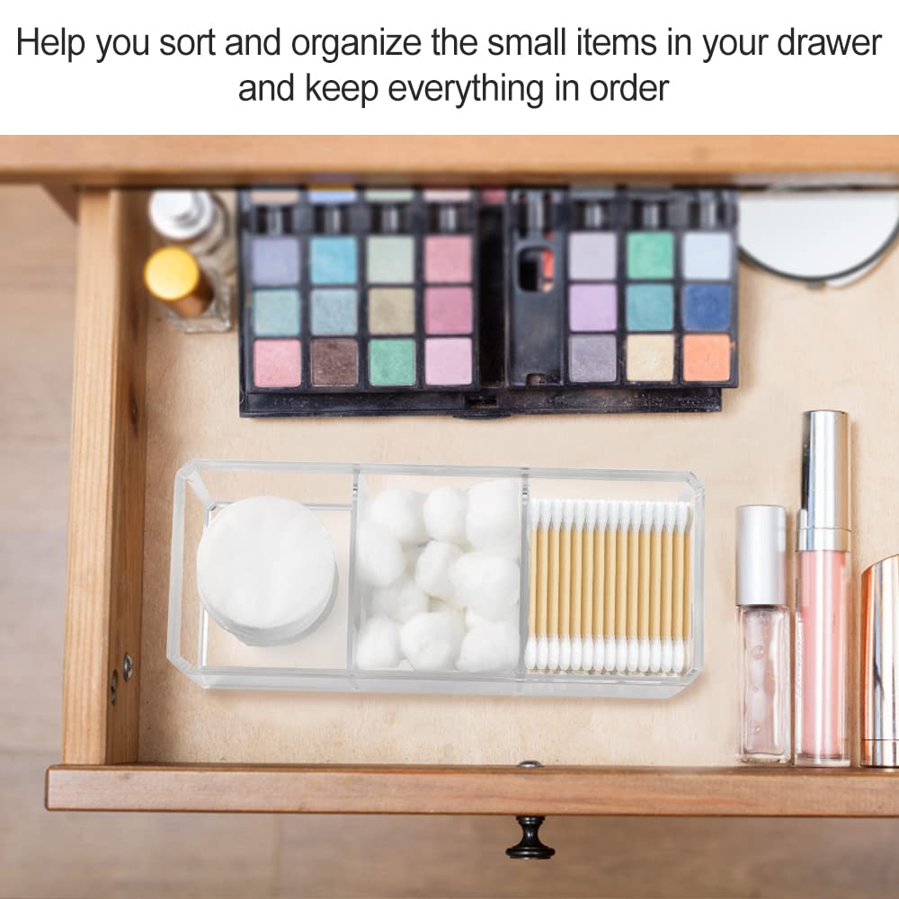 KIMCHOMERSE Qtip Holder Dispenser, 2-Layer Cotton Ball & Pad Holder for Bathroom Storage, Drawer Organizer for Earrings, Jewelry & Small Items
