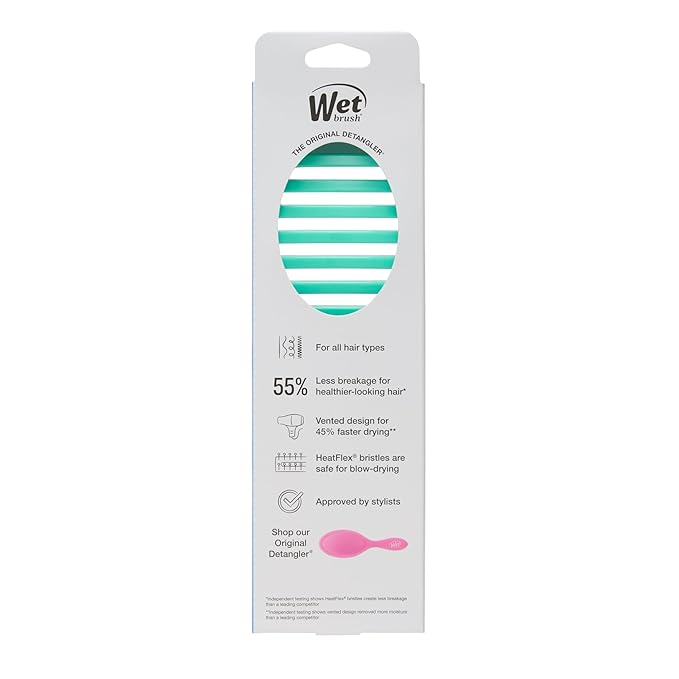 Wet Brush Speed Dry Hair Brush, Amazon Exclusive Aqua, Vented Design & Soft HeatFlex Bristles, Blow Dry Safe, Ergonomic Handle Manages Tangles & Uncontrollable Strands, Pain-Free Hair Accessories