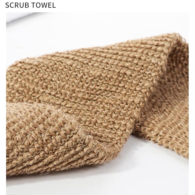Exfoliating Body Scrubber,2pcs Jute Back Scrubber,Exfoliator Loofah Back Scrubber,Bath Wash Deep Cleaning Glove and Strap,Body Exfoliator Bathing Accessories for Face Back (As