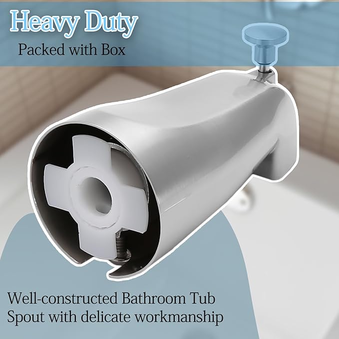 Luomorgo 1 Pc Bath Tub Spout with Diverter, Chrome Tub Spout Universal Fits 1/2" Copper Water Pipe, Bathroom Shower Bathtub Faucet Spout with Hex Wrench, Thread Tape