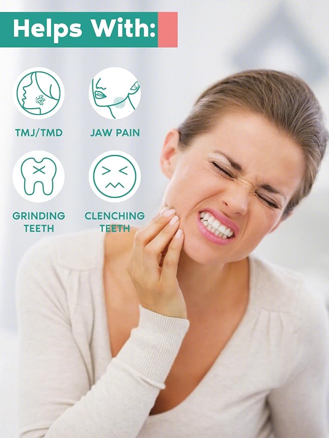 Zaybuon TMJ Relief Products Jaw, TMJ Relief Massager, Vibration and Heating, Ergonomic Multi-Needle Design TMJ Massage Tool, Effective Jaw & Neck Pain, Grinding and Clenching Teeth Relief (White)