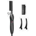 Electric Hot Comb Hair Straightener - Pressing Combs, Ceramic Hair Straightening Comb, Curling Iron for Natural Black Hair Men Beard or Holiday Gift - Black