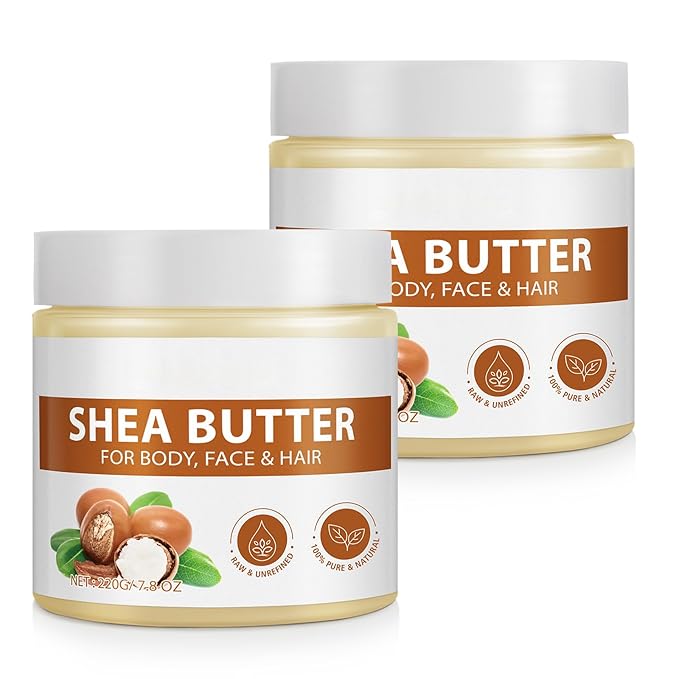 IRSRDOQU Shea Butter Raw, 2 Pack Shea Butter for Face & Body with Vitamin A,and F, Hand Cream, Long-Lasting Hydration & Deeply Moisturizing for Dry & Cracked Skin, SkinCare, Keeps Skin Healthy