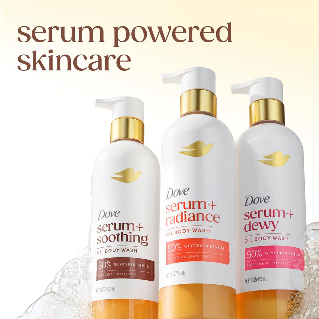 Dove Serum+ Radiance Oil Body Wash, Jojoba & Monoi Flower, 15.3 fl oz