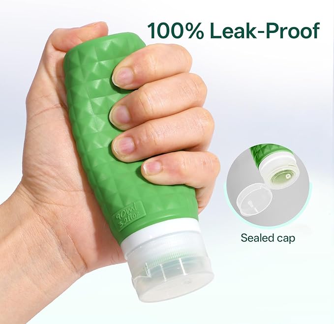 Firstfooby Travel Bottles for Toiletries, TSA Approved Travel Size Containers, Leak Proof Silicone Shampoo Bottles, Small Toiletry Containers with Clear Bag for Shampoo Conditioner Lotion