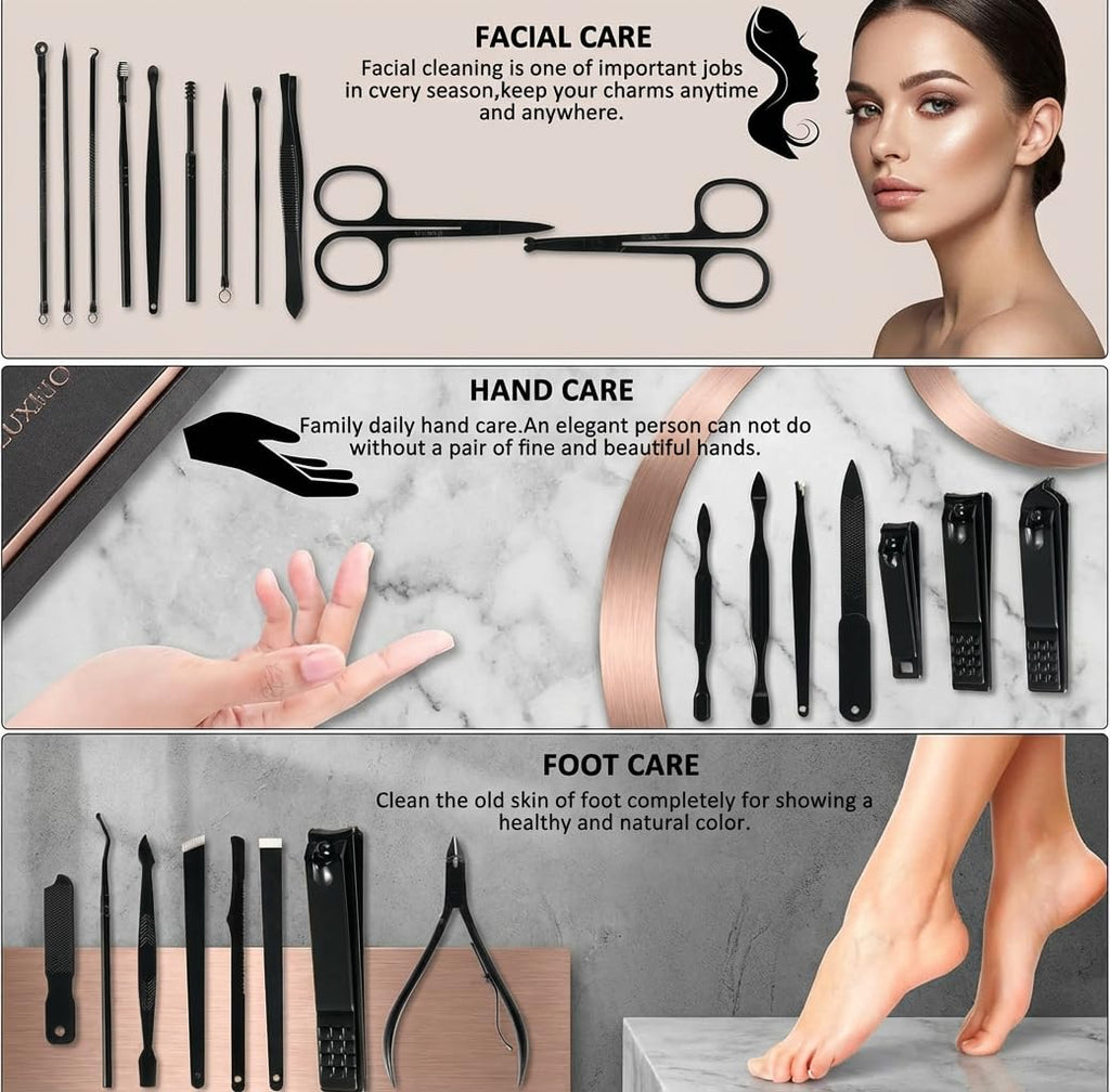 MINKINH Manicure Set Professional Nail Clipper Kit-26 Pieces, Brown
