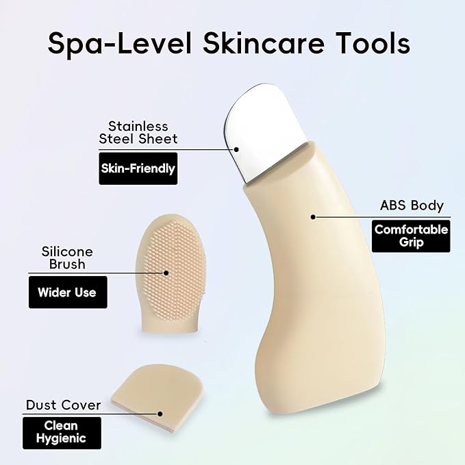Blackhead Remover Tools with Brush, Silicone Face Scraper for Deep Cleansing, Skin Scrubber Face Spatula, Nose Blackhead Remover, Skin Care Tool for Men and Women