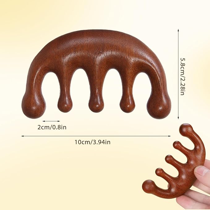 Wooden Scalp Massager, Scalp Massager Hair Growth Comb for Scalp Gua Sha (Sandalwood)