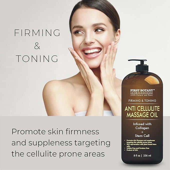 Anti-Cellulite Massage Oil with Collagen & Stem Cells, 8 fl oz