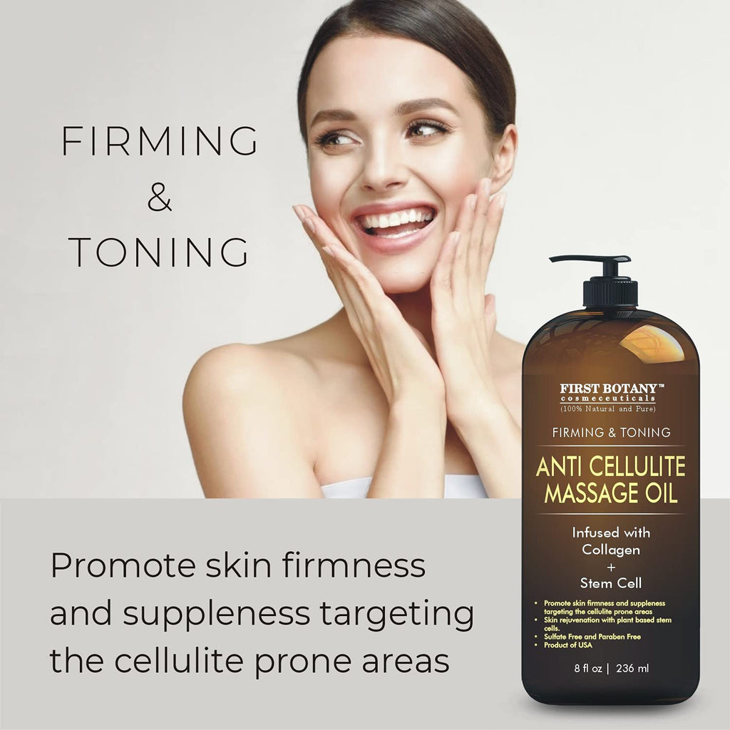 Anti-Cellulite Massage Oil with Collagen & Stem Cells, 8 fl oz