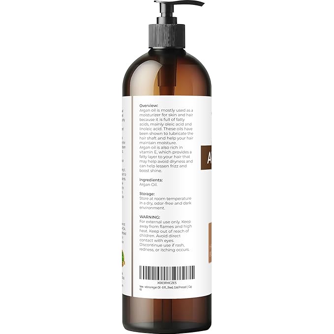 velona Argan Oil - 8 Fl Oz | 100% Pure and Natural | Morocco Oil | Skin, Body and Face Care | Nails Protector | Unrefined, Cold Pressed | Cap Kit
