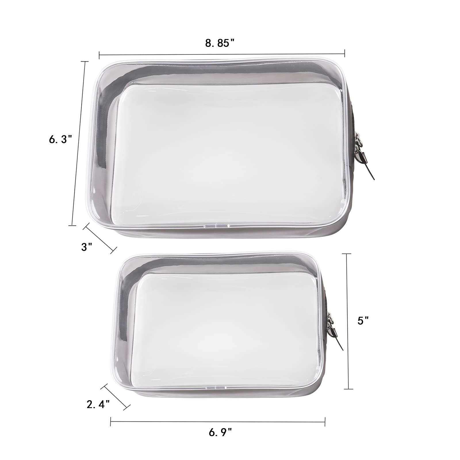 Buminee Clear Travel Bags for Toiletries, Lightweight Toiletry Bag, 2 Pack Multipurpose Transparent TSA Cosmetic Bag