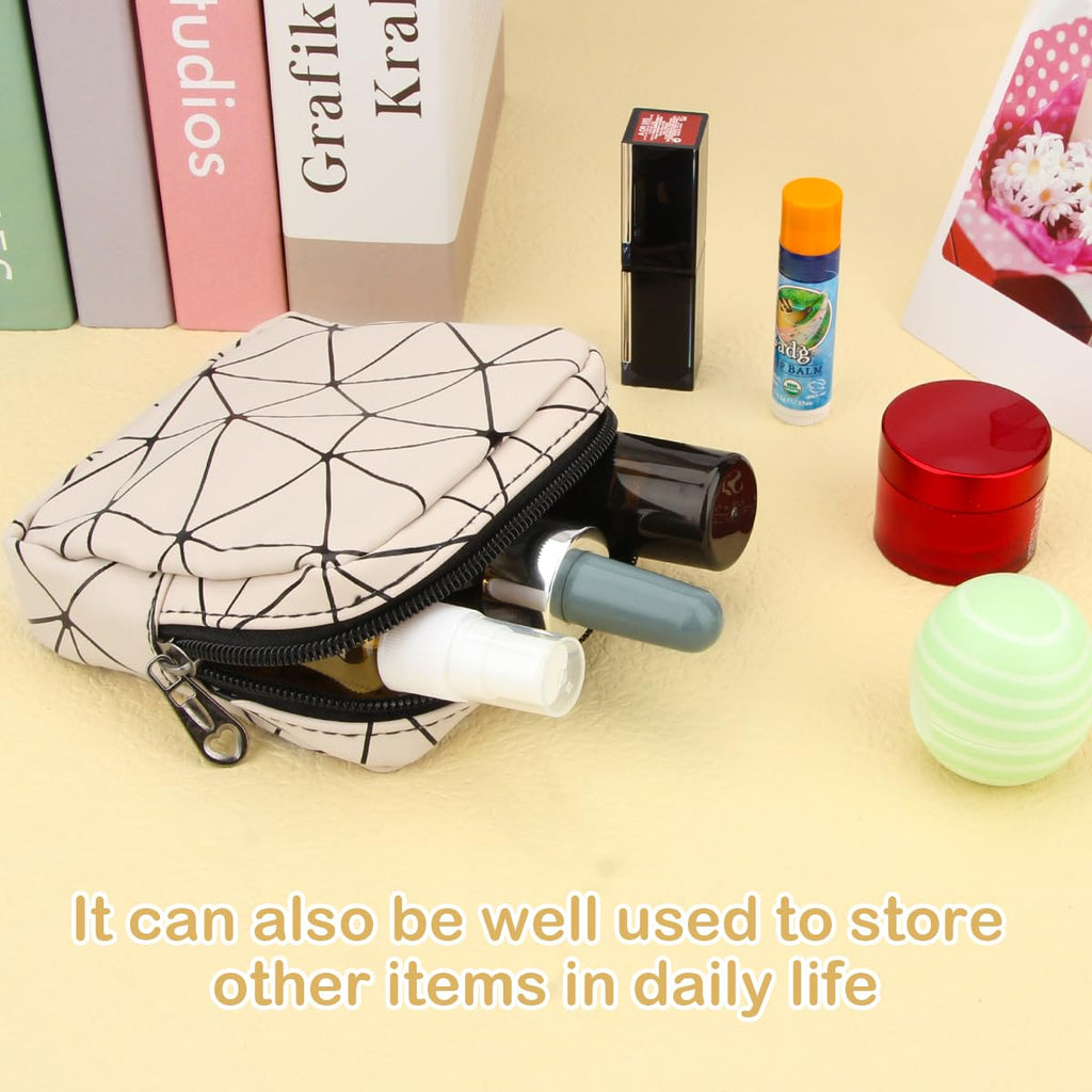 Desing Wish Sanitary Napkin Storage Bag, Menstrual Cup Pouch Nursing Pad Holder Tampon Bags Feminine Product Pouches Portable Period Kit Bag for Girls Women Ladies 2 Pack (Nude/Black)