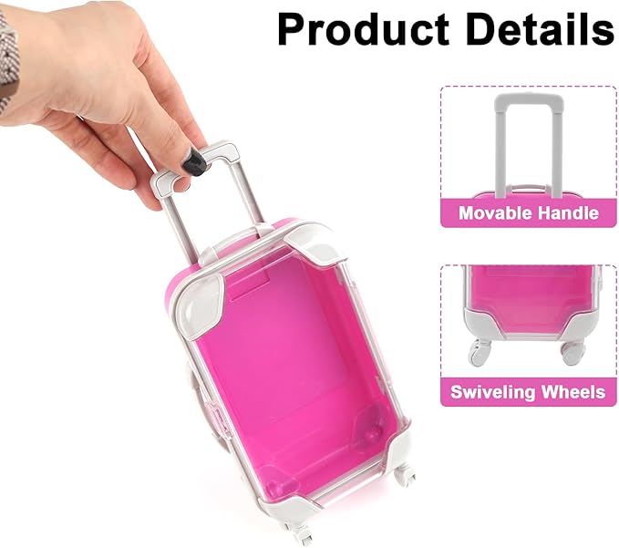 6 Pcs Mini Suitcase Favor Box Plastic Luggage Storage Empty Candy False Eyelashes Small Suitcase for Wedding Travel Decoration