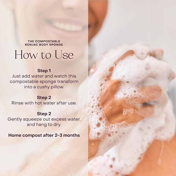 Everist Compostable Konjac Sponge | Reusable Exfoliating Shower Sponge