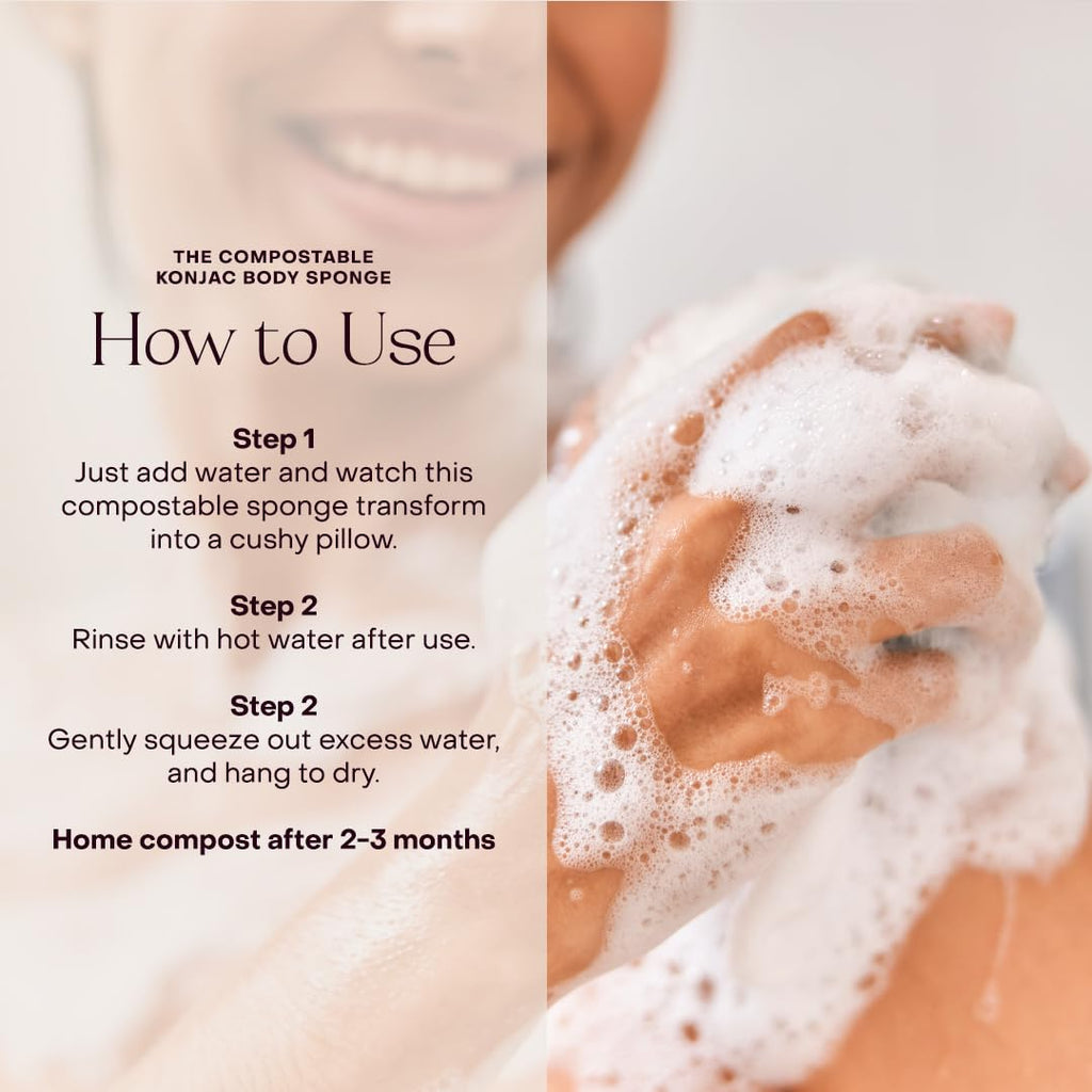 Everist Compostable Konjac Sponge | Reusable Exfoliating Shower Sponge