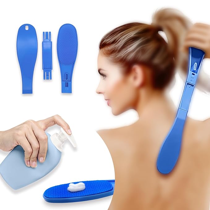 Foldable lotion applicator for back. Apply lotion to the back