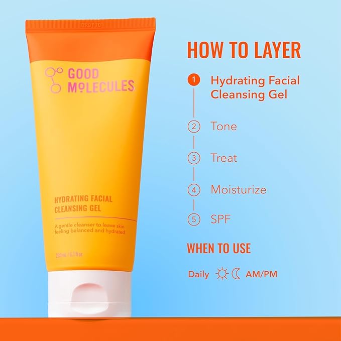 Good Molecules Hydrating Facial Cleansing Gel Pack 2 – 200 ml / 6.7 fl oz Each | Face Wash with Rosewater & Pineapple Extracts for Gentle Cleansing and Hydration