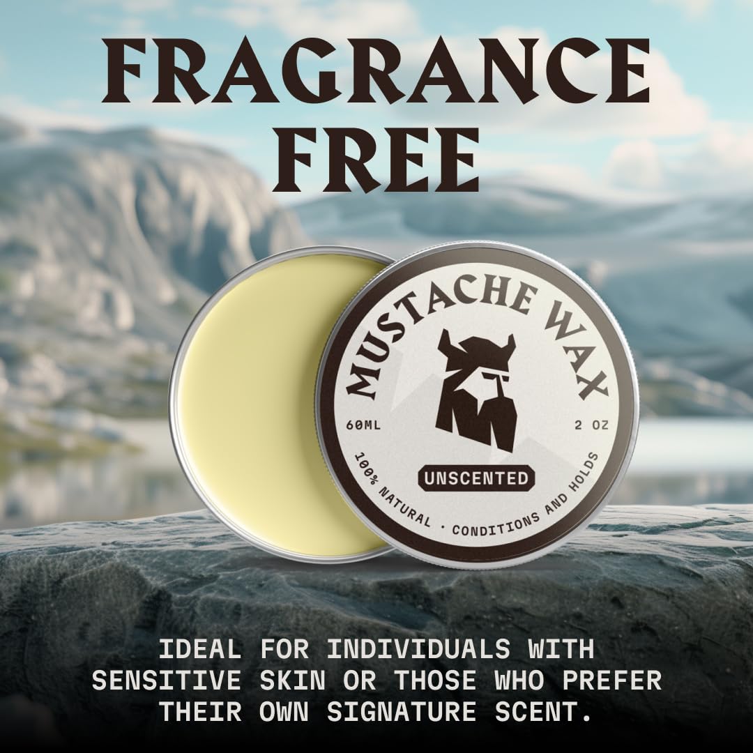 Striking Viking Mustache Wax Kit with Comb - 2 Oz, Unscented, Strong Hold
