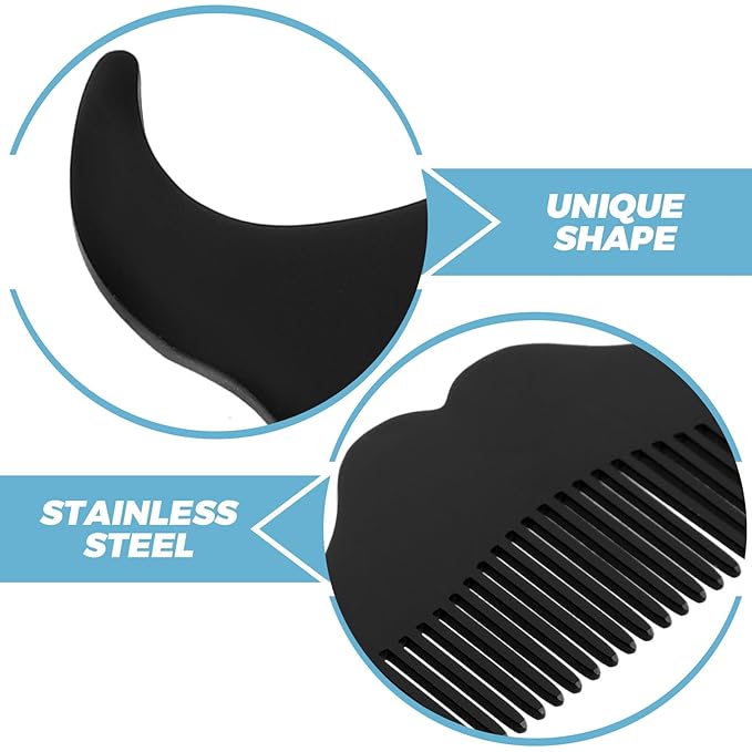 Men’s Beard Shaping Tool Stainless Steel Beard and Mustache Comb Portable for Precise Styling and Trimming with Black Opp Pocket Case