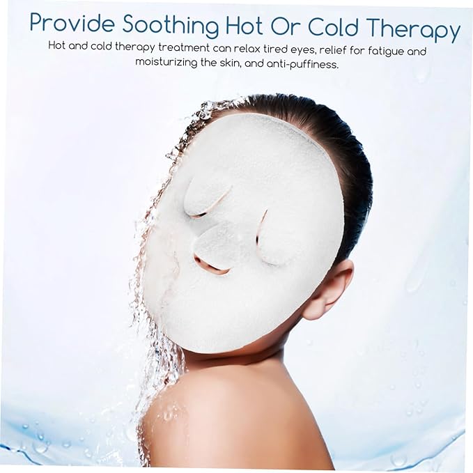 2Pcs Coral Fleece Hot Compress Towel Mask Reusable Facial Care Towels for Skin Cooling and Soothing White Color for and Beauty Treatments
