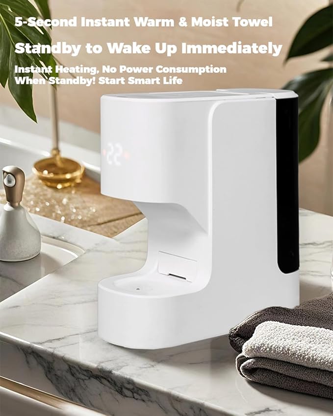 Automatic Hot Towel Dispenser, Hot Face Towel Heater Machine, Hot Towel Dispenser for Bathroom, Upgraded Hot Face Towel Warmer, 5 Second Heating, Compressed Towels (Towel Machine with 20 Towels*1)