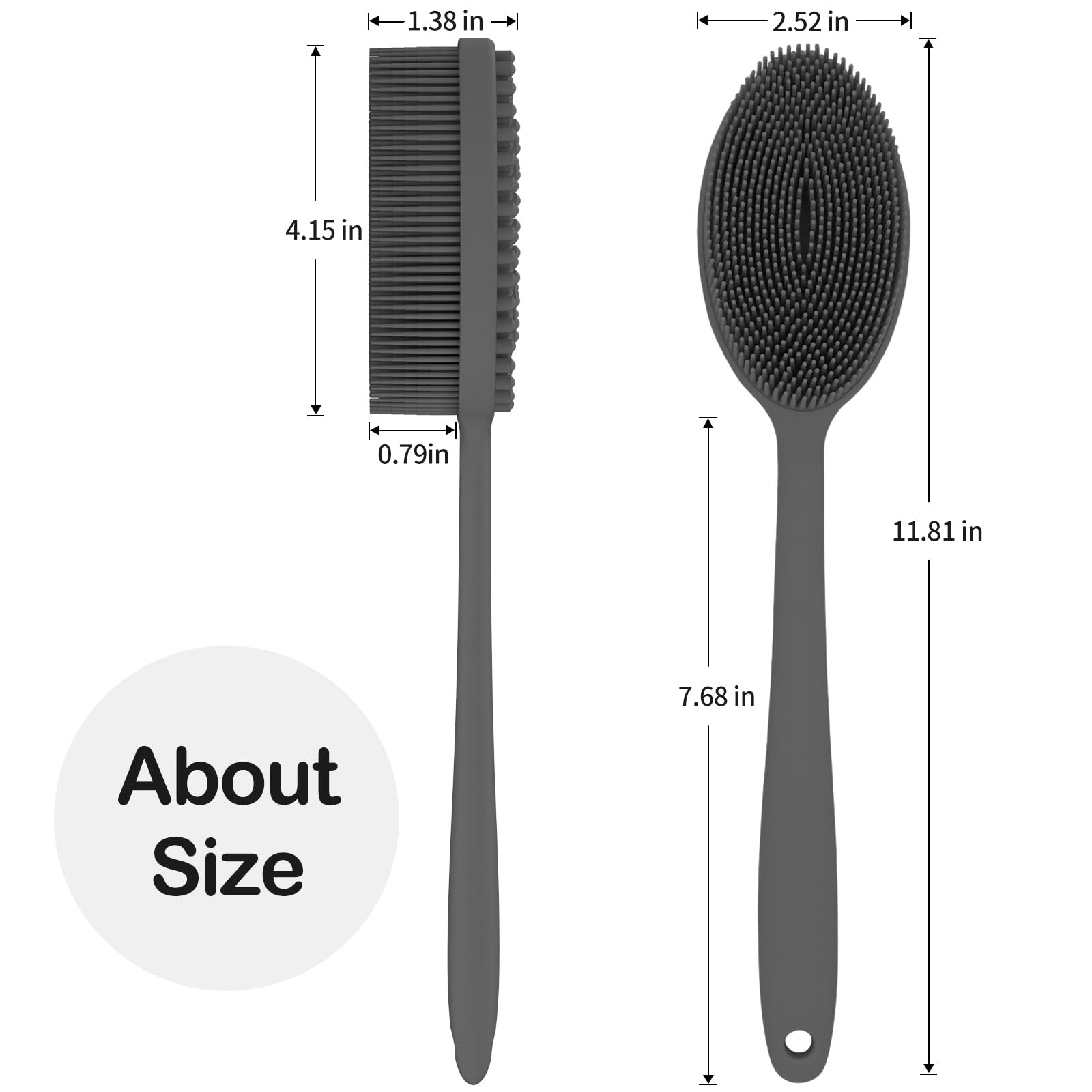 MateeyLife Silicone Body Scrubber Exfoliator with Handle, Gentle Back Scrubber for Shower, Bath Scrubber for Body