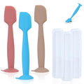 Baby Diaper Cream Spatula Applicator 3 Pack(with 3 Travel Case), Butt Paste Spatula Soft Silicone,Diaper Rash Cream Applicator, Baby Essentials Must Haves Newborn Stuff (Red Blue Khaki)