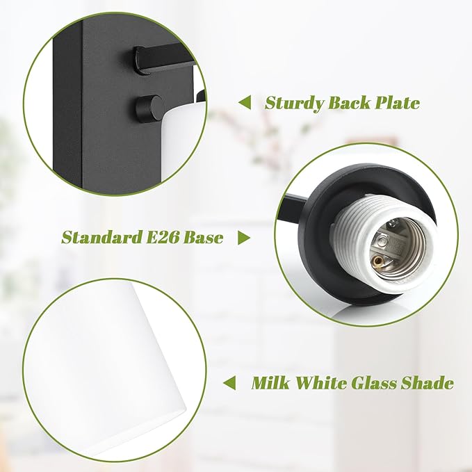VerRon Wall Sconces Set of 2 with White Glass Shade for Bathroom