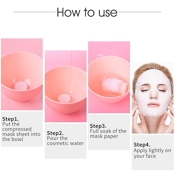 DIY Jeanssar 100 Pieces Compressed Disposable Facial Mask Sheet Home DIY Skin Care, Get 1x Mask Bowl for Free