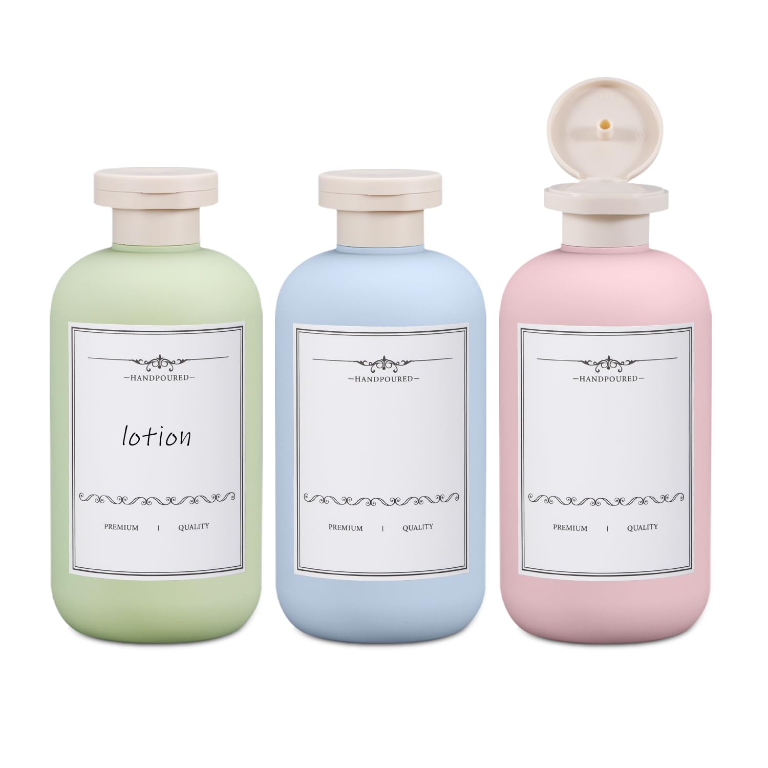 ASEVAT 6.7oz 3Pcs Plastic Refillable Travel Shampoo and Conditioner Bottles Refillable Travel Bottle with Flip Cap Plastic Refillable Shampoo and Conditioner Bottles