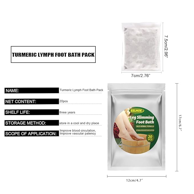 20PCS Lymphatic Drainage Ginger Foot Soak, Foot Care Spa Relaxation for Muscles, Natural Mugwort Herb Foot Soak, Leg Slimming Foot Bath Bag 1
