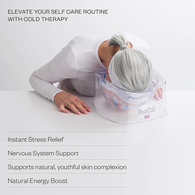 The FaceTub Face Cold Plunge with Breathing Tube, Face Ice Bowl for Cold Therapy to Support Skin Health & Relaxation, Cold Water Face Tub, Vagus Nerve Stimulator Made in the USA