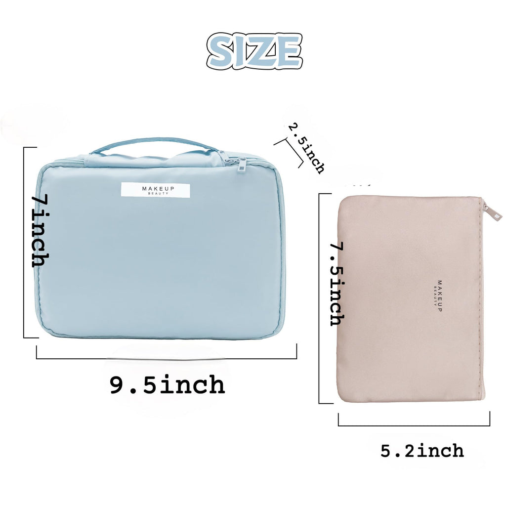Queboom Travel Makeup Bag Cosmetic Bag Makeup Bag Toiletry bag for women and men (Blue)