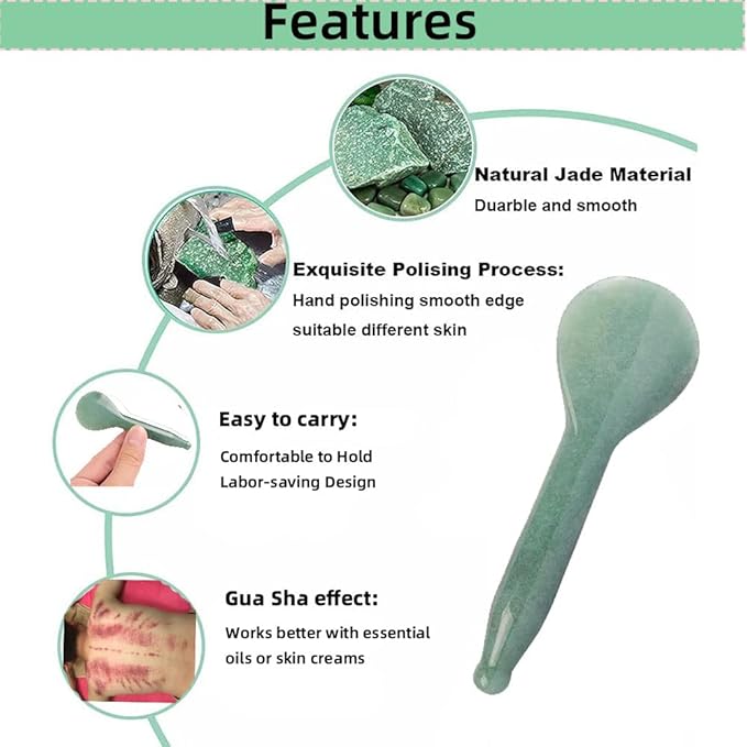 TOP SEWING Jade Gua Sha Massage Tools Facial Tool Natural Green Gua Sha Anti Aging Facial Skin SPA for Rejuvenate Skin Anti-Wrinkle Anti Aging