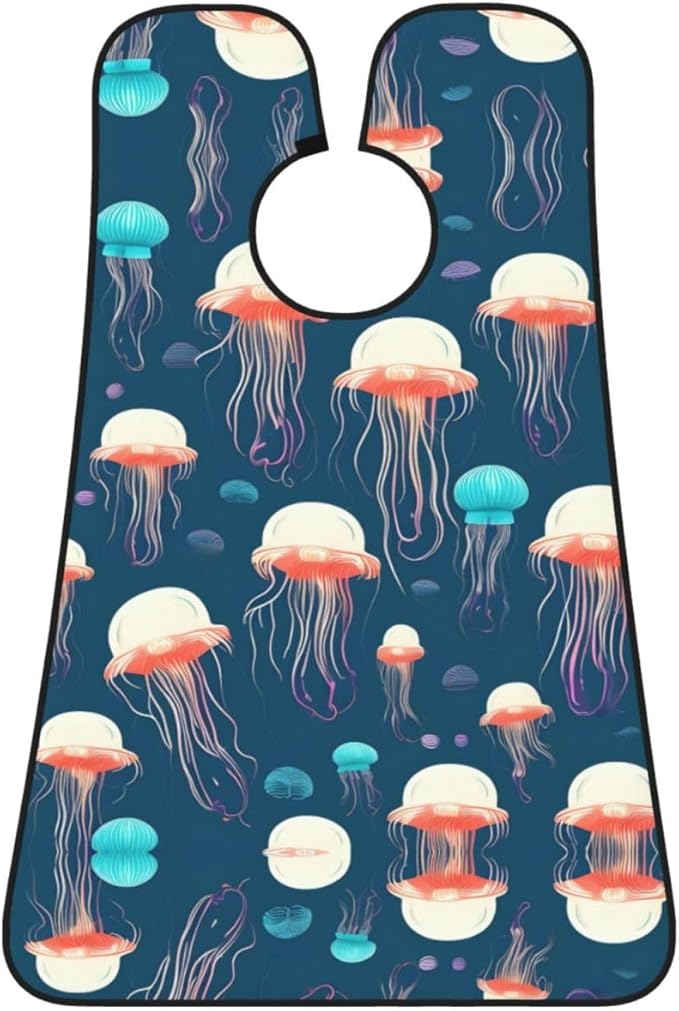 Jellyfish Pattern Print Beard Bib Shaving Apron, Beard Hair Trimming Cape Gift For Dad