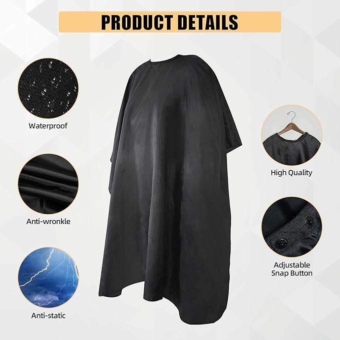 Omvoina Professional Haircut Cape with Adjustable Snap Closure and Neck Duster Brush, Salon Hair Cutting Cape, Barber Cape for Unisex